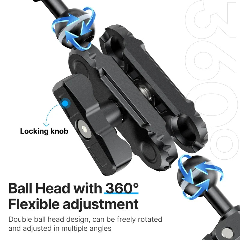 Ulanzi CO17 Super Clamp with 360° Dual-Head Magic Arm & Arri Adapter for Panoramic Camera, LED Light, and Umbrella