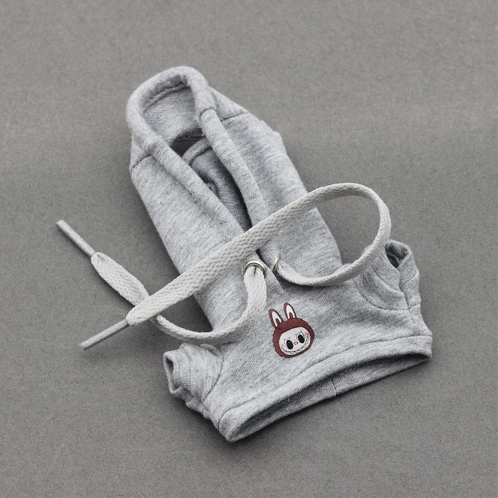 Ropa Labubu Clothes Set for 15/17cm V1/V2 Plush Dolls – Hooded Sweatshirt & Pants | Doll Outfit Accessories & Kid Toy Gift