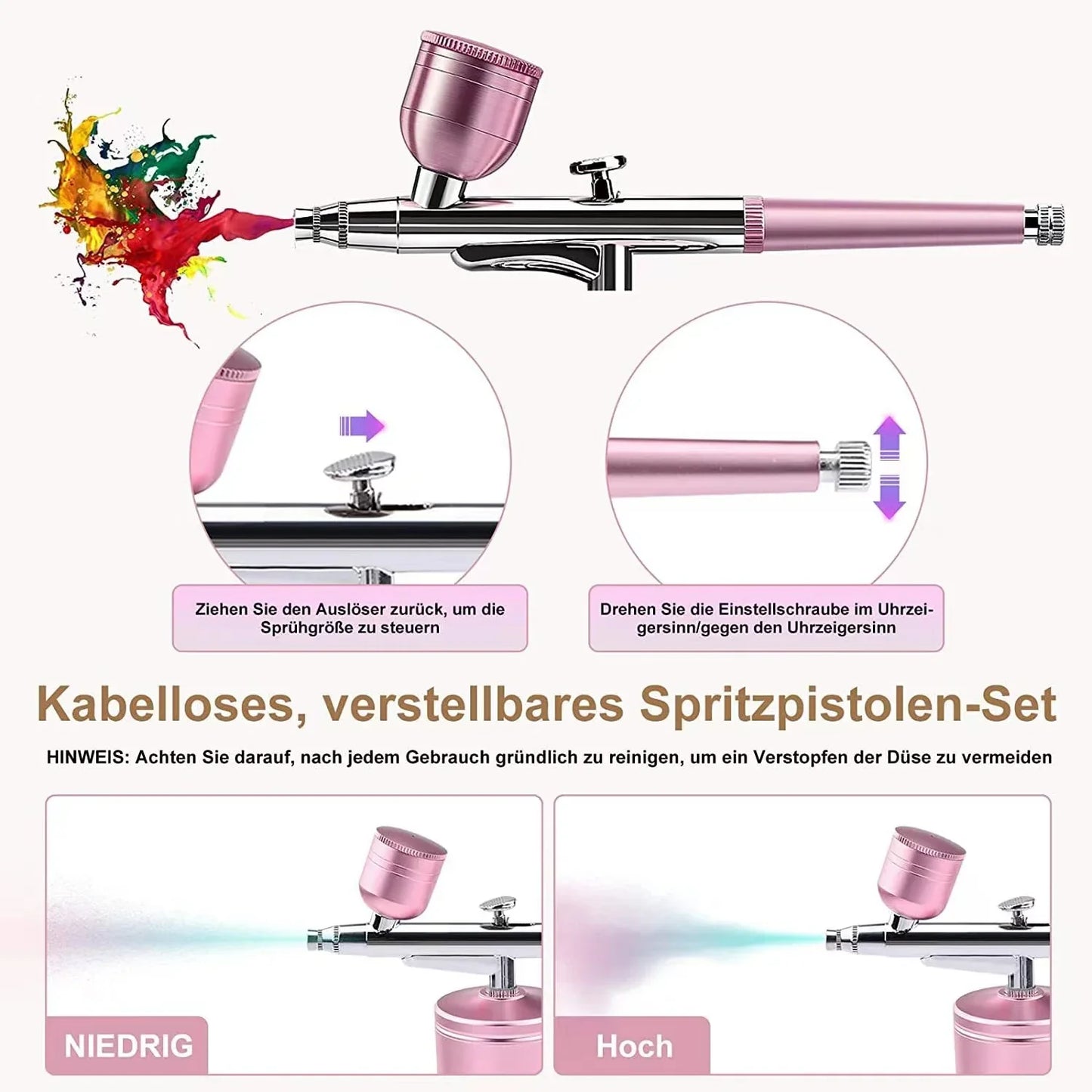 Portable Single-Action Airbrush Spray Gun — 0.3mm Nozzle Pen for Model, Cake, Nail, Car Painting & Beauty Inkjet