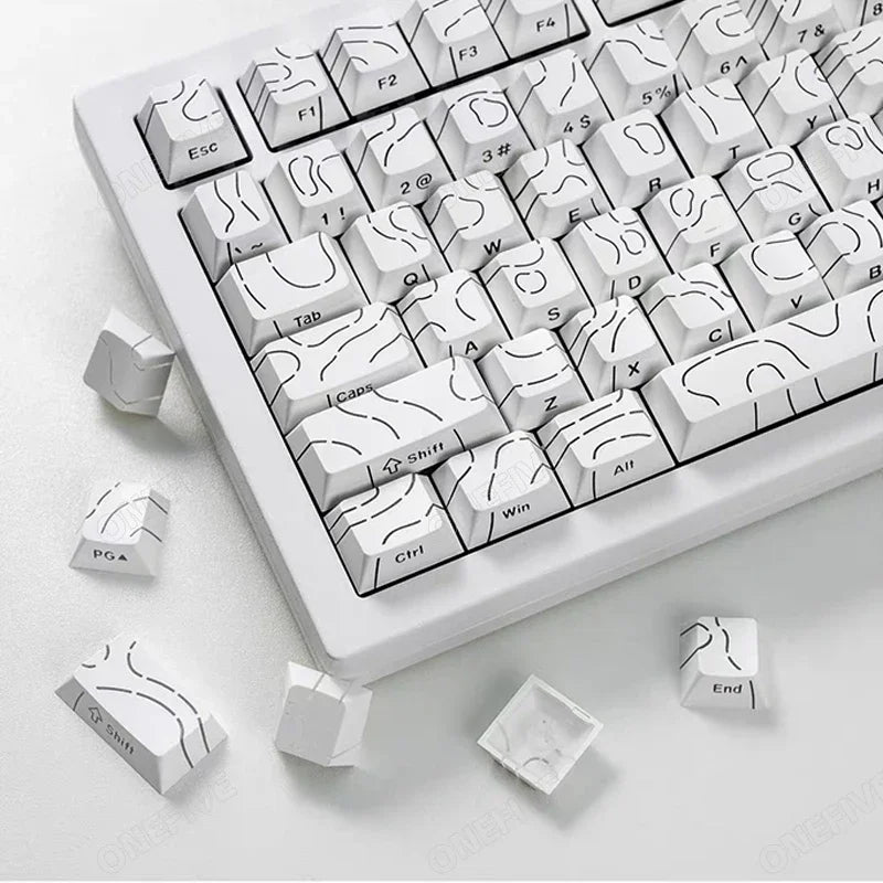 Contour 4.0 Side-Engraved PBT Translucent 97-Key Mechanical Keyboard Keycaps – White Gaming Keycap Set for Magnetic Switch F75 GMK87