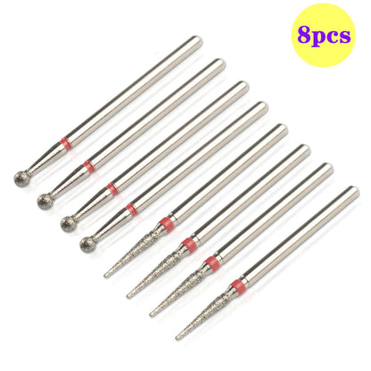 8pcs Diamond Nail Drill Bit Set - Rotary Electric Milling Cutters for Pedicure, Manicure, Cuticle Burr & Nail Tools Accessories