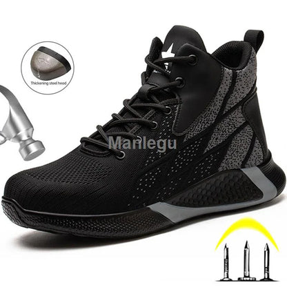 Steel Toe Work Boots – Lightweight Indestructible Safety Shoes for Men & Women, Anti-Puncture Work Sneakers
