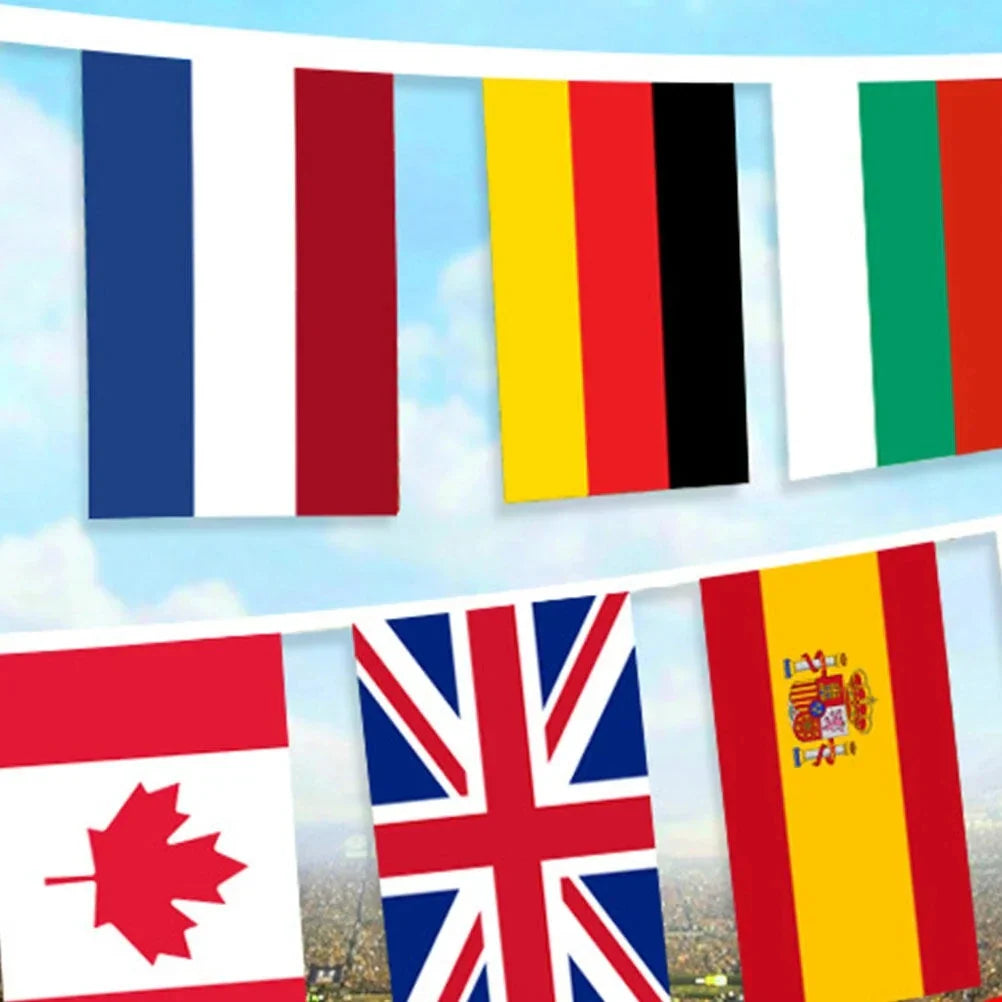 World Flags String Banner – 100 Countries International Hanging Pennant for Sports, School & Club Decoration