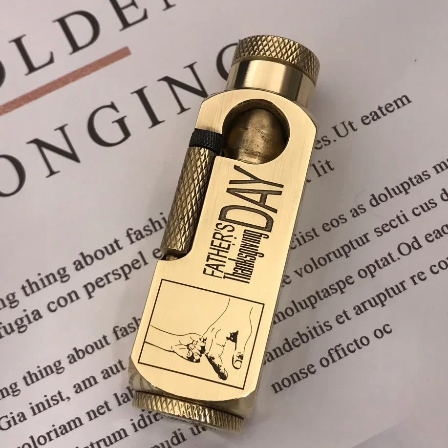 Handmade Brass Carved Trench Kerosene Lighter – Vintage Flamidor Gasoline Lighter, Heavy Men's Smoking Gift Collection