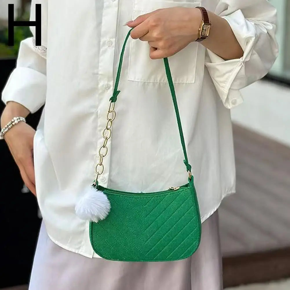 Mini Women's Shoulder Bag - Fashion Felt Underarm Saddle Handbag