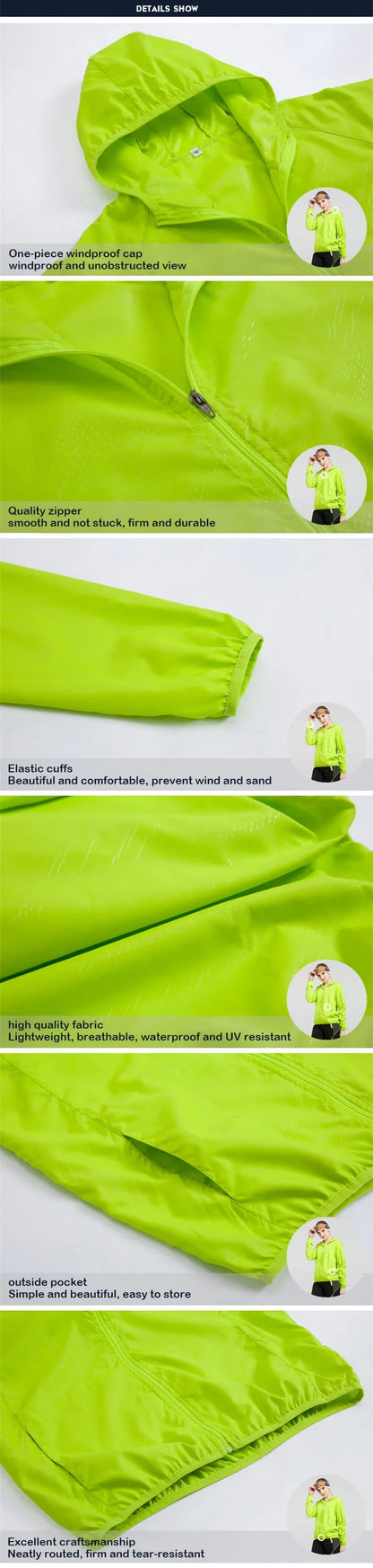 LNGXO Unisex Waterproof Hiking Jacket – Quick Dry Camping Windbreaker, Trekking, Fishing, Anti-UV Rain Coat for Men & Women