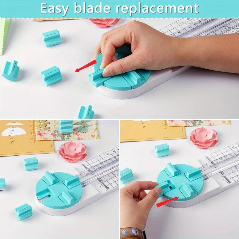 4-in-1 Multi-function Paper Cutter: 360-Degree Rotary Paper Cutter with Creasing Machine - Hand-Cutting Art Tools
