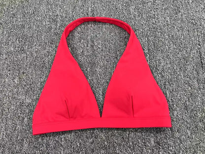 WANAYOU Women’s Deep V Yoga Bra — Halter Sports Crop Top | Padded Open-Back Gym & Fitness Workout Top