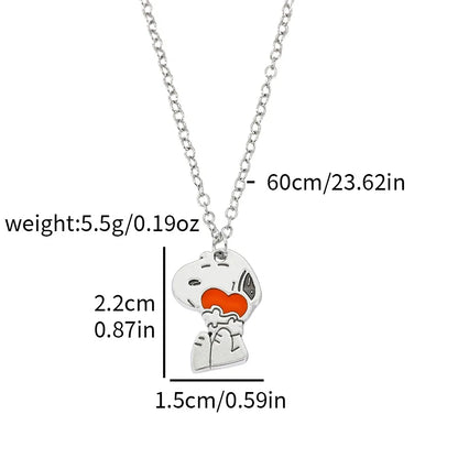 Snoopy & Woodstock Pendant Necklace - Cute Enamel Rhinestone Kawaii Jewelry for Women & Teens