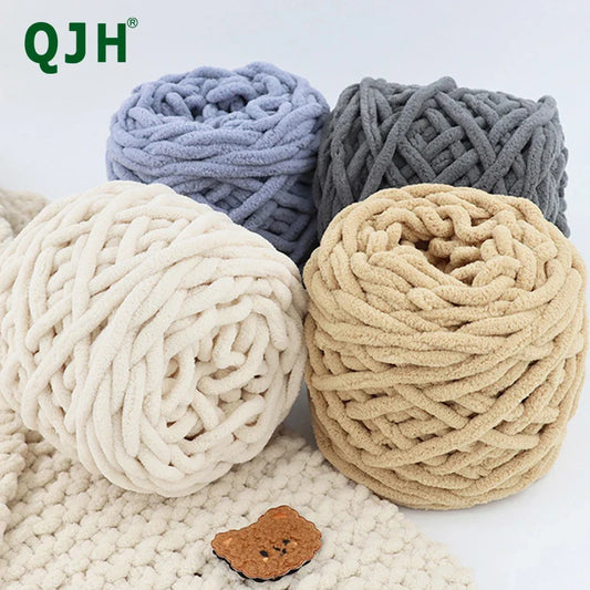 QJH Chunky Blanket Yarn – Luxury Thick Polyester Jumbo Knitting & Crochet Yarn for Blankets & Pillows, 100g Ball