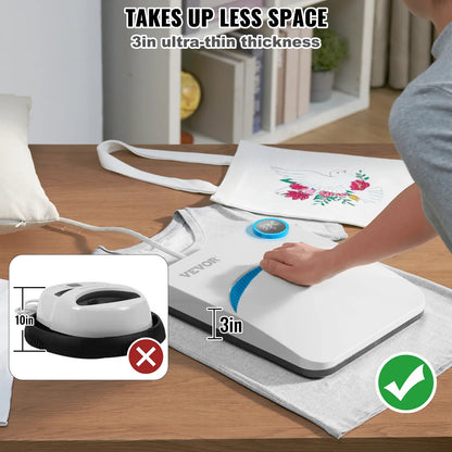 VEVOR Portable Heat Press Machine - 9x9/12x10 Inch, DIY Shirt Printing, Multifunctional Sublimation Transfer for HTV Vinyl, T-Shirt & Bag