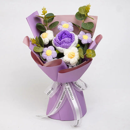 Knitted Flower Bouquet — Crochet Home Decor for Teacher’s Day, Birthday & Anniversary
