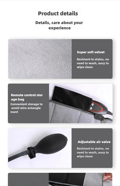 Electric Full Body Massage Mattress with Heating, Kneading & Vibration – Neck and Back Relaxation Pillow with Hand Control and Lumbar Airbag