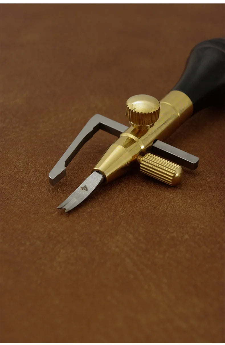 Adjustable Leather Grooving & Marking Tool – Multi-Function Cutter Head for DIY Leathercraft & Edge Carving