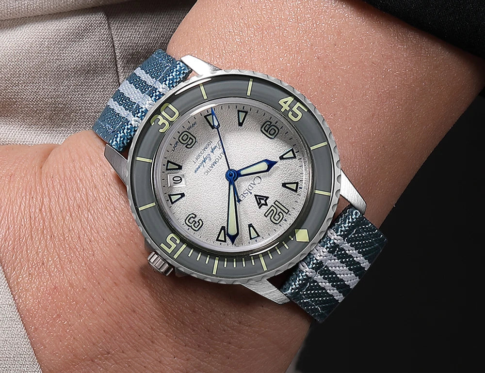 CADISEN Deep Explorer 2025 Automatic Mechanical Men’s Watch – Canvas Strap, NH35 Movement, Luminous & Waterproof Luxury Wristwatch