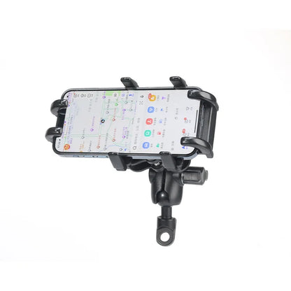 Motorcycle & Bike Phone Holder with Shock Absorber – Handlebar Rearview Mirror Mount for 4.7–7.1” Smartphones