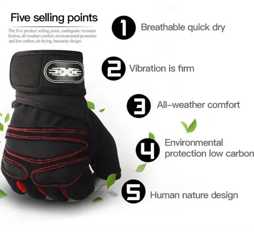 Outdoor Sports Fingerless Gloves – Long Wrist Guard for Men & Women, Ideal for Gym, Cycling, Hiking, Boxing & Training Workouts