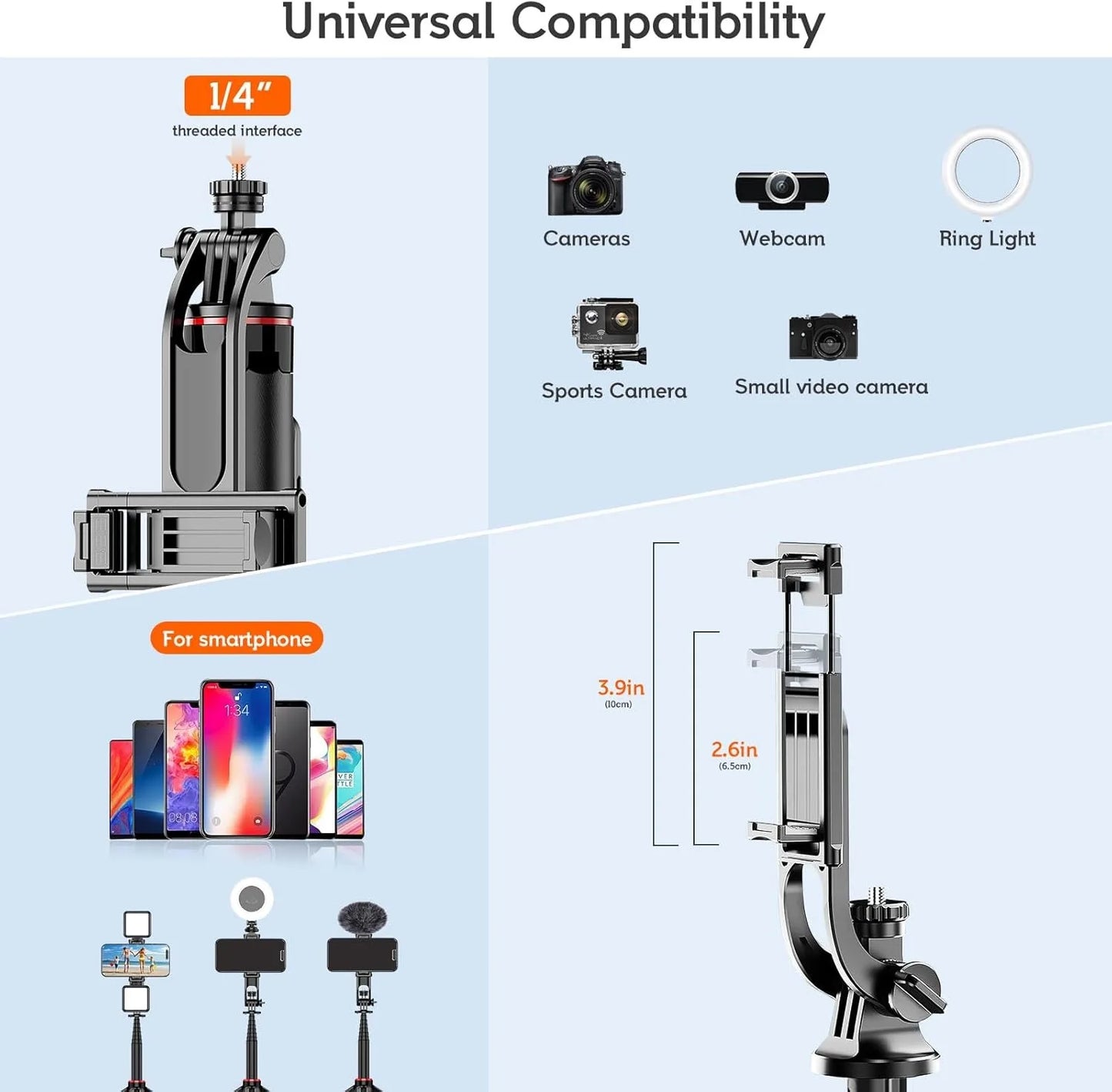 130cm Selfie Stick Tripod – Portable Retractable Smartphone Stand with Wireless Remote Control
