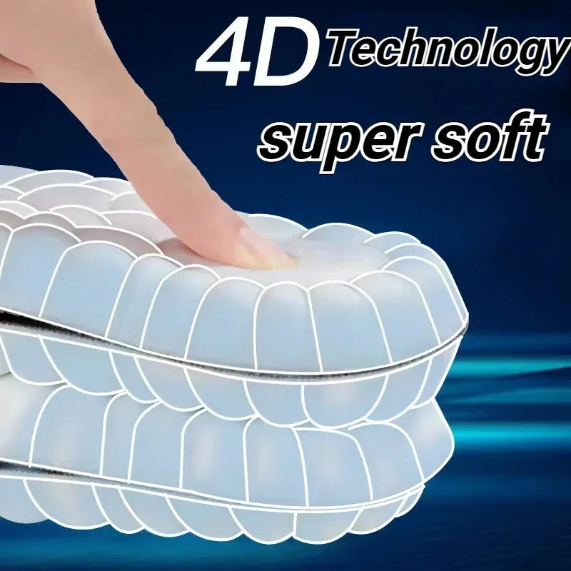 4D Massage Shoe Insoles — Super Soft Latex Sports Insoles with Arch Support, Orthopedic Inserts for Running & Basketball Shoes, Unisex