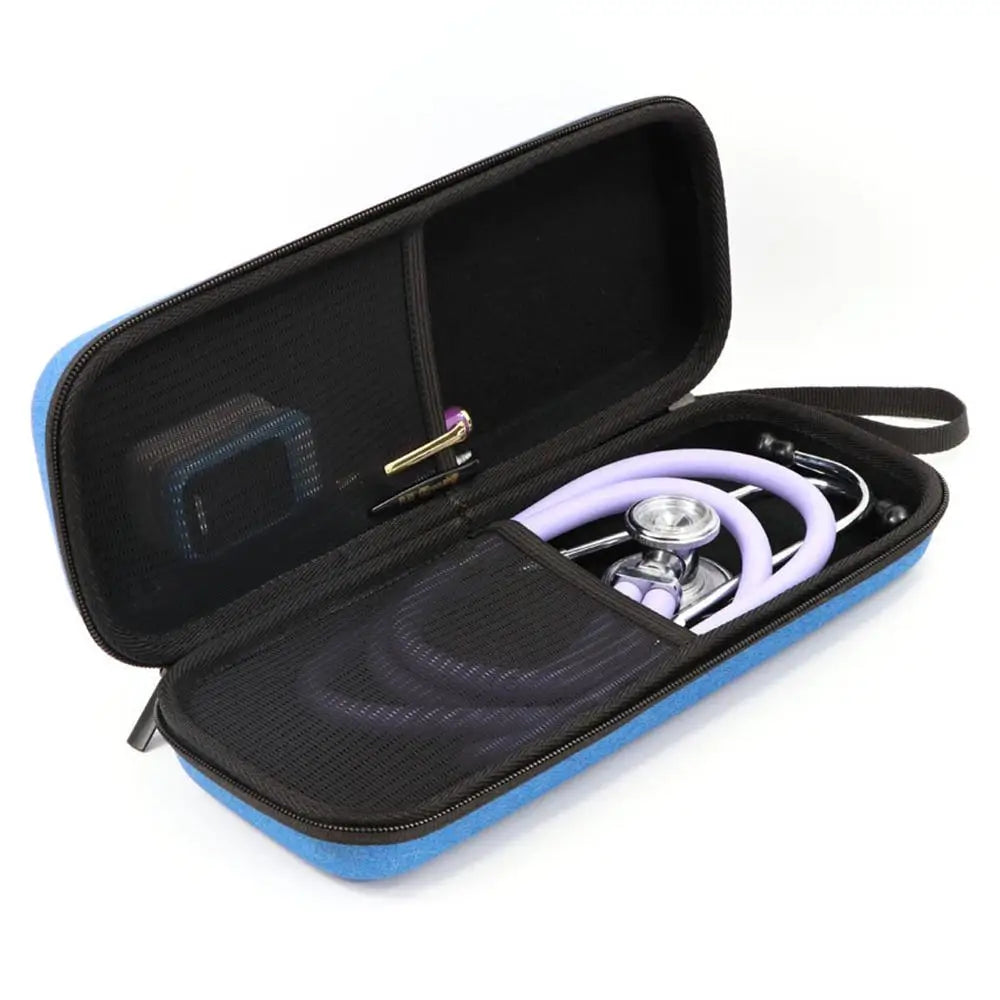 Portable EVA Stethoscope Storage Box: Travel Carrying Case Mesh Bag for Littmann Cardiology III & Medical Pen Organizer