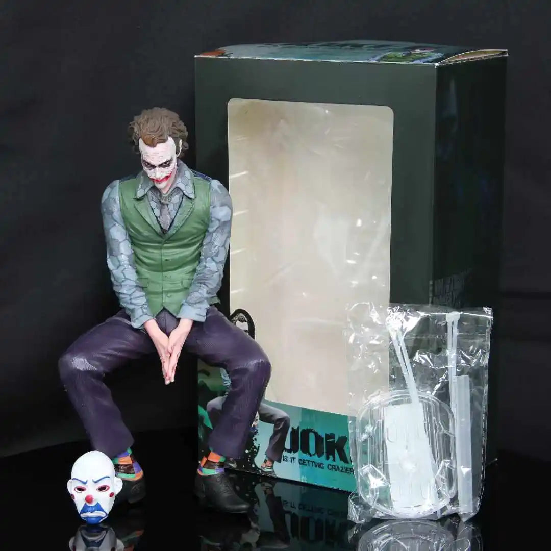 24cm Joker Heath Ledger Action Figure - Green Suit with Mask, Car Doll & Desktop Decoration Model Toy Gift