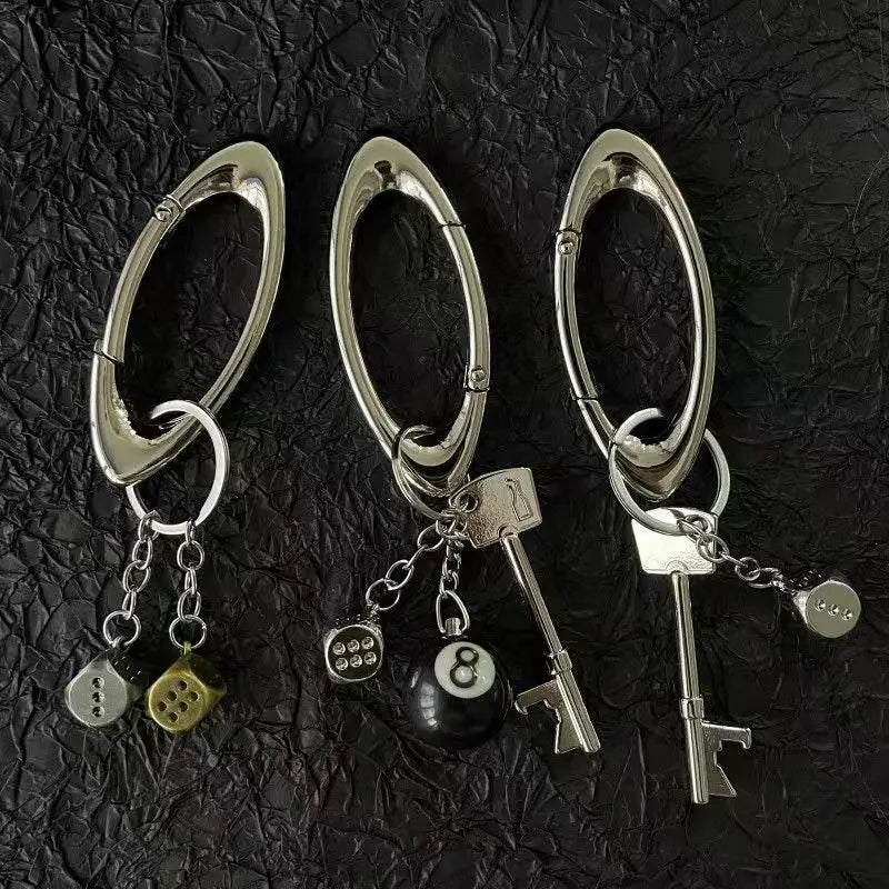 Unisex Essential Belt Icon Carabiner Keychain – Blackout Oval Solid Buckle for Men & Women Bag Accessories