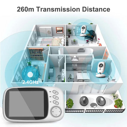 3.5" Video Baby Monitor — Night Vision, 2.4G Two-Way Audio, Temperature Display, Home Security Camera