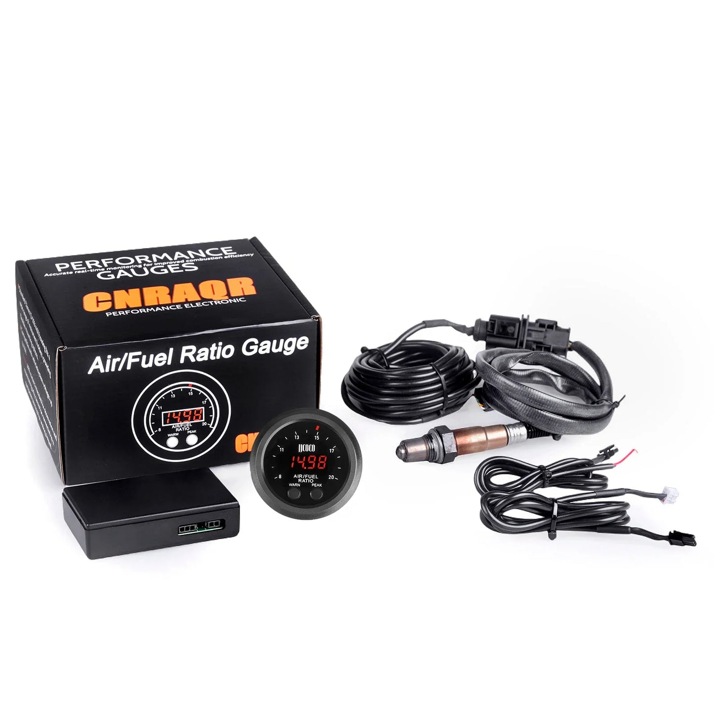 52MM Air Fuel Ratio Gauge — Ultra-Thin Round S-Series LED Digital Display with Wideband O2 Oxygen Sensor, 12V