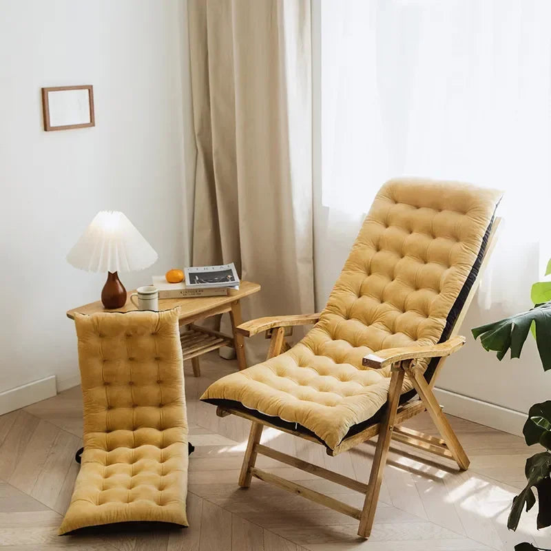 Autumn Winter Thickened Foldable Rocking Chair Cushion – Long Lounge Seat Pad for Garden, Balcony, Sofa & Tatami Home Decor