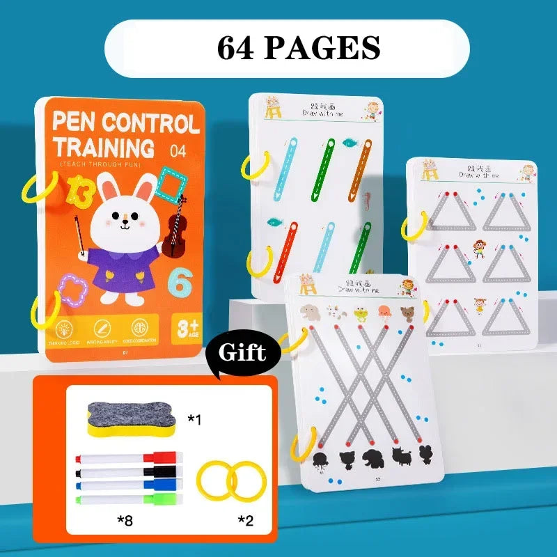 Magical Tracing Workbook — Reusable Montessori Drawing & Handwriting Practice Book for Children