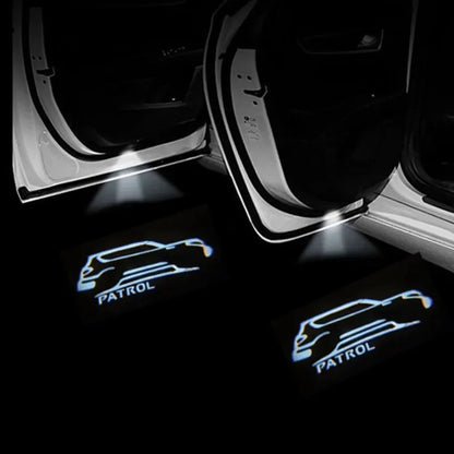 2PCS Car LED Door Projector Lights – Ghost Shadow Courtesy Lamp for Nissan Patrol Y62 2012–2021, Car Door Welcome Logo Accessories
