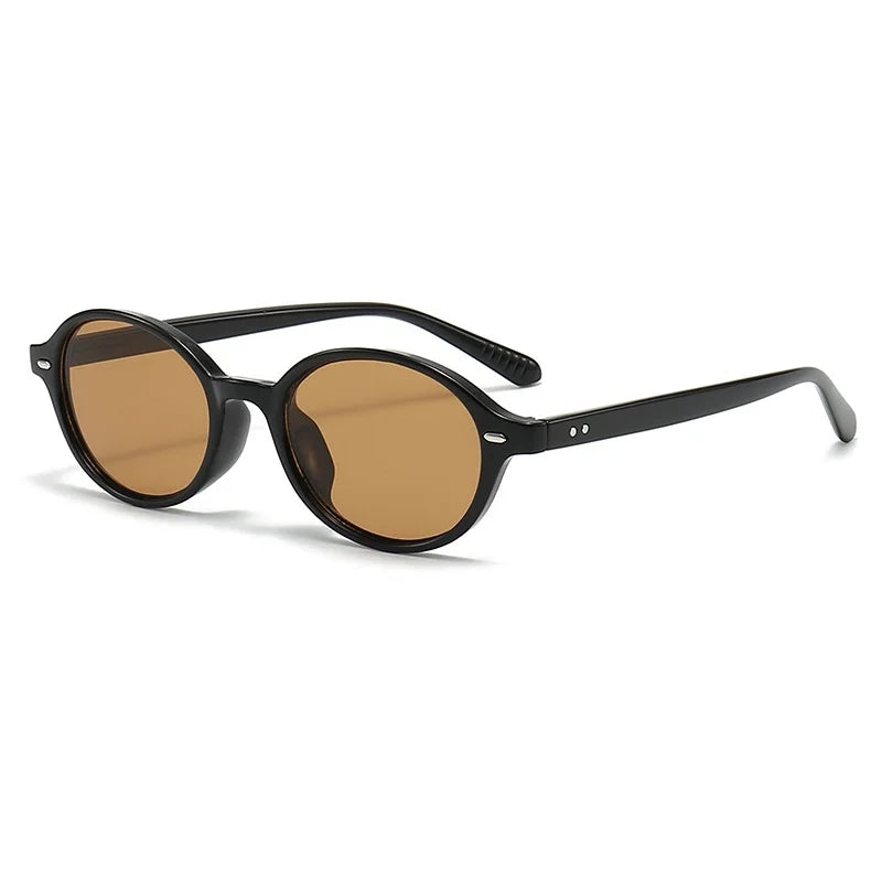 Retro Small Oval Sunglasses for Women & Men – Rivet Detail Luxury UV400 Fashion Eyewear Brand Oculus Gafas