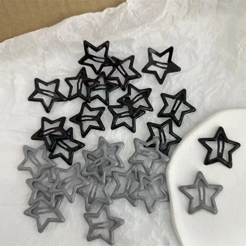 10/50PCS Colorful Kawaii Star Barrettes – Y2K Sweet Girls Metal Snap Hairclips & Hair Jewelry Gifts