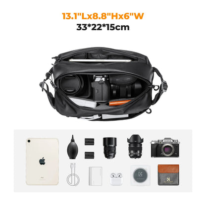K&F Concept 10L Camera Shoulder Bag - Lightweight Travel Sling for Canon, Nikon, Sony, DJI Drone | Photography Carry Pouch