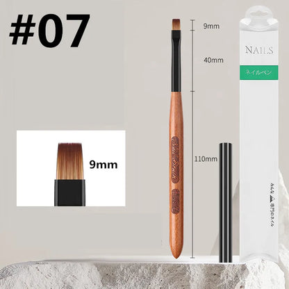 Sandalwood Handle Nail Art Brush Set – Gradient Blooming UV Gel Liner & Flower Drawing Tools for Stripes & Nail Painting