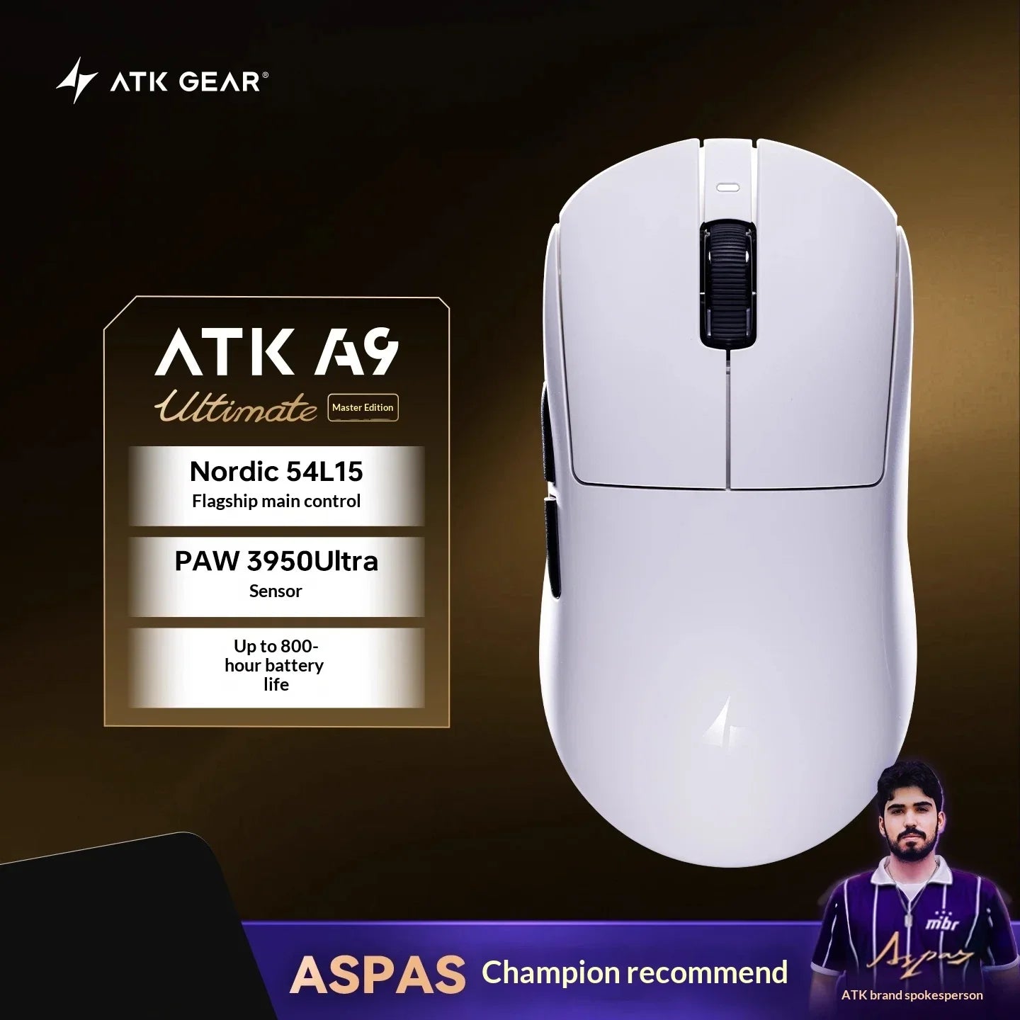 ATK DragonFly A9 Air Ultimate Wireless Gaming Mouse - 42000DPI PAW3950 Sensor 8KHz RGB Ergonomic Mouse for PC Windows & MacOS