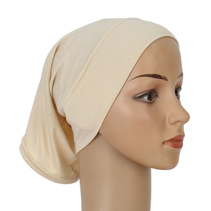 Cotton Modal Inner Hijab Undercap – Soft Stretch Muslim Turban, Islamic Underscarf Bonnet & Tube Cap for Women