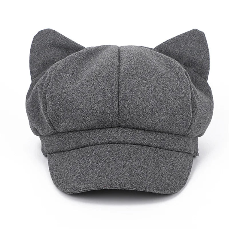 Autumn Winter Wool Newsboy Cap – Solid Octagonal Beret Hat for Women & Men, Casual Painter Style