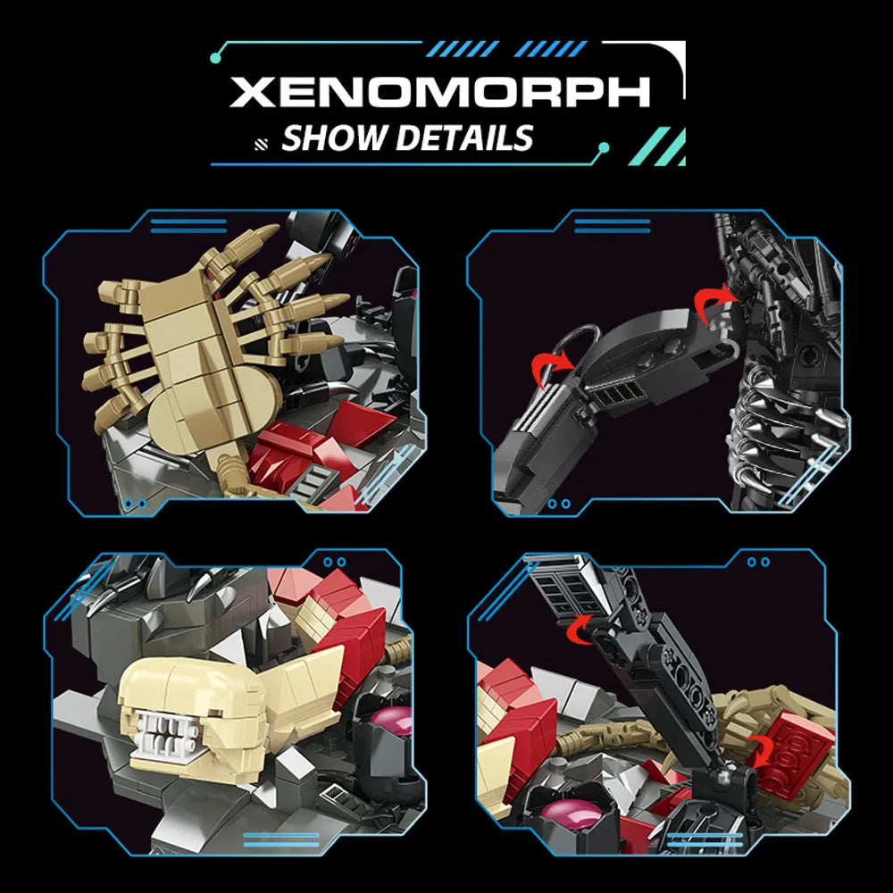 882pcs Alien Xenomorph Battle Robot MOC Building Block Model — Creative Star Beast Toy | Birthday & Christmas Gift