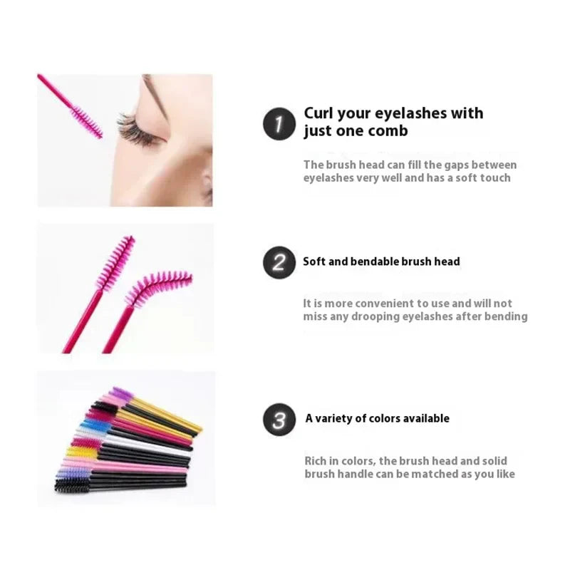 50PCS Reusable Eyelash Brushes – Mascara Wands Spoolers for False Lashes & Eyelash Extensions