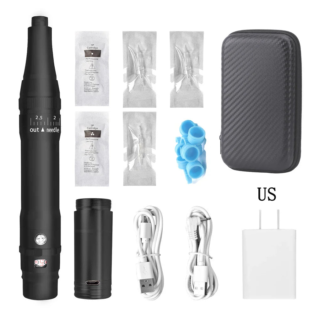 Professional Eyebrow Tattoo Machine — Wireless Micropigmentation & Microblading Pen with Battery