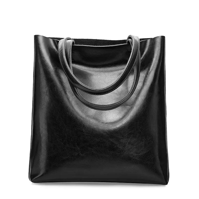2023 Genuine Cow Leather Women’s Handbag – Large Vintage Office Tote Shoulder Bag for Ladies