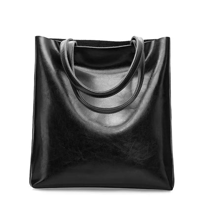 2023 Genuine Cow Leather Women’s Handbag – Large Vintage Office Tote Shoulder Bag for Ladies