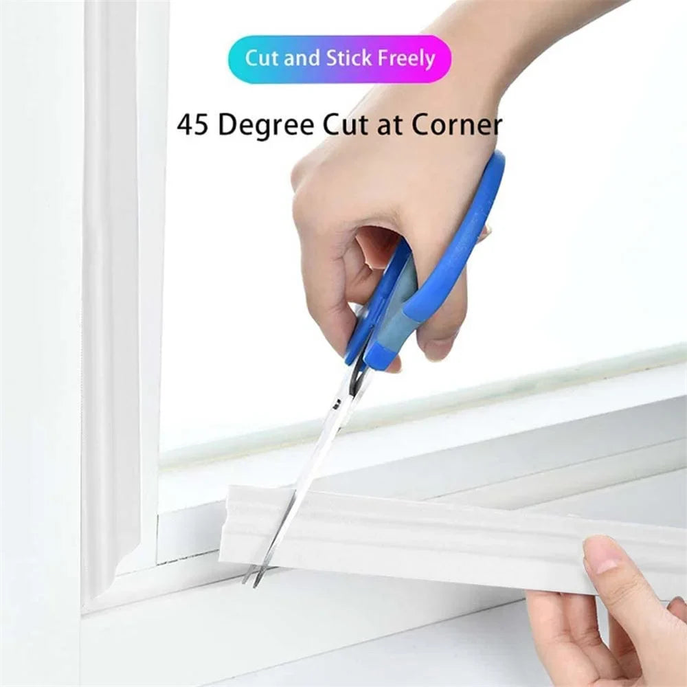 Self-Adhesive PU Foam Window Insulation Tape – 2m (78 Inch) Weather Stripping for Noise Reduction, Wind & Cold Gap Sealing for Window Frames