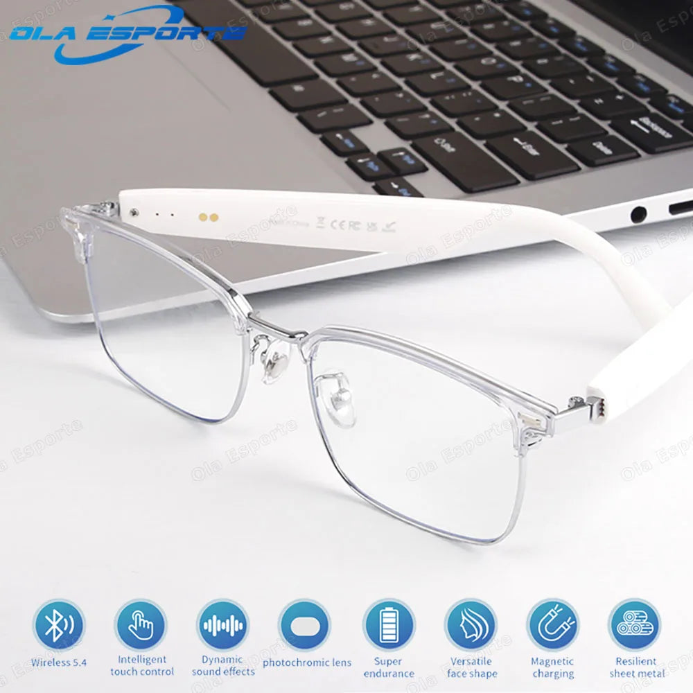 Ola Esporte Bluetooth Smart Glasses – AI Voice, Automatic Adjustment, Waterproof Anti-Blue Light Eyewear with Music & Call