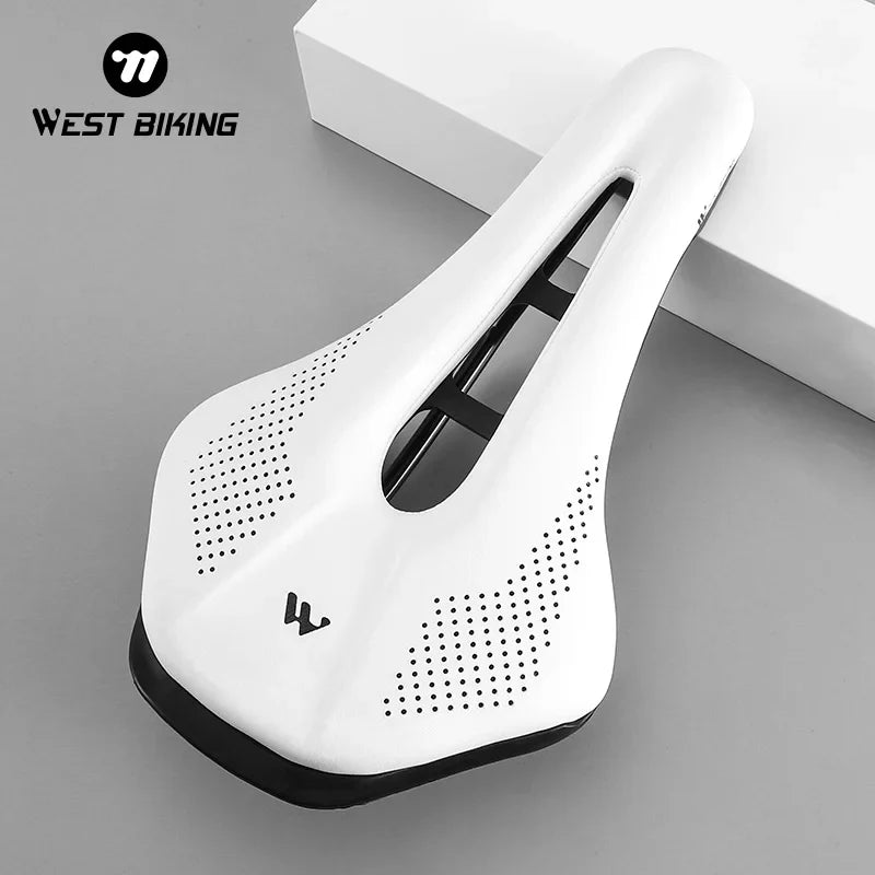 WEST BIKING Bicycle Saddle — Comfortable Hollow PU Leather Bike Seat | Wear-Resistant Road Cycling Cushion