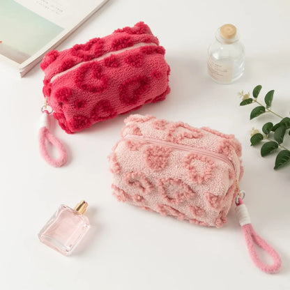 Ins Sweet Plush Makeup Bag – Large Capacity Cute Cosmetic & Toiletries Storage, Portable Travel Bag