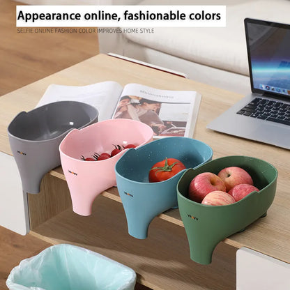 Trunk Tales: Elephant Drain Basket - Kitchen Storage Magic for Fruits, Veggies, and More!