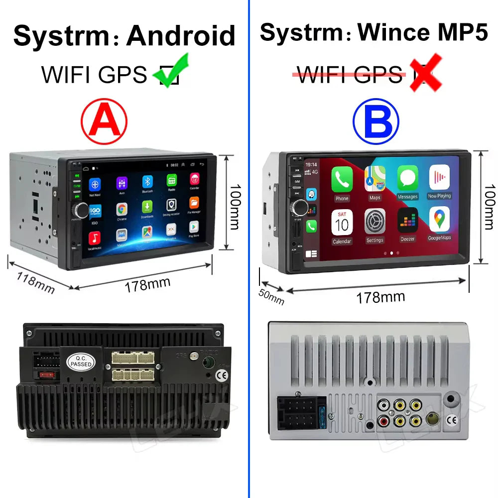 CAIXI 2Din Android 14 Car Radio — Universal CarPlay GPS Multimedia Autoradio for Toyota, Nissan, Jeep, Hyundai, Kia, Chevrolet, VW & Fiat