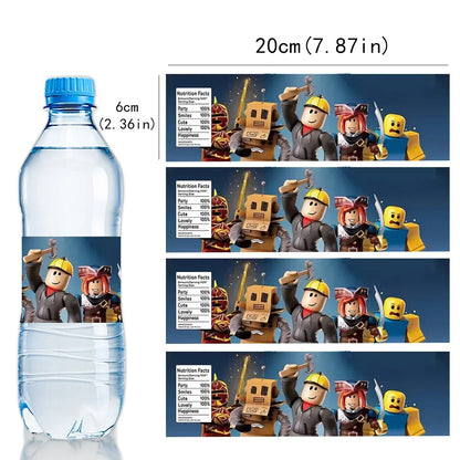 10PCS Roblox Stickers — Water Bottle Labels & Party Decorations for Kids Birthday or Baby Shower